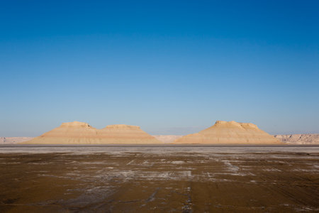 Karyn Zharik depression, Mangystau region, Ustyurt natural reserve, Kazakhstan landscapeの写真素材