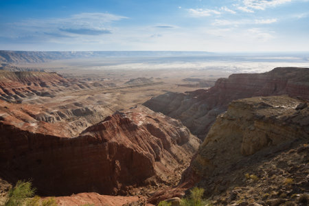 Mangystau region landscape, Kokesem area, Kazakhstan. Central Asia panorama. Monument rock viewの写真素材