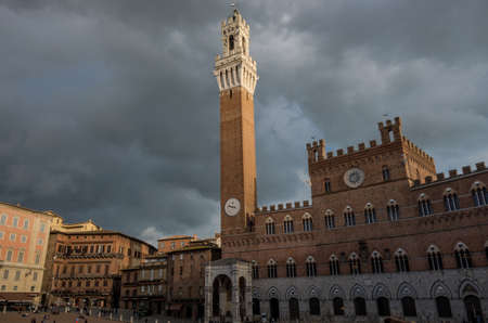 Historical building in Piazza del Campo, Sienaのeditorial素材