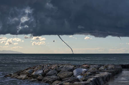 Tornados over mediterranean sea in a sunny winter dayの写真素材