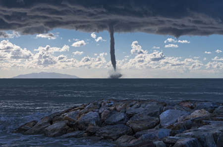 Tornados over mediterranean sea in a sunny winter dayの写真素材