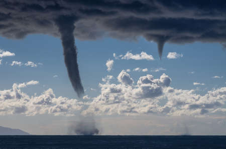 Tornados over mediterranean sea in a sunny winter dayの写真素材