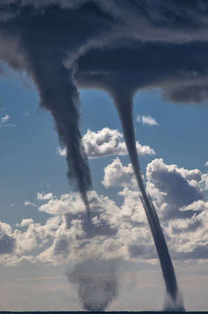 Tornados over mediterranean sea in a sunny winter dayの写真素材