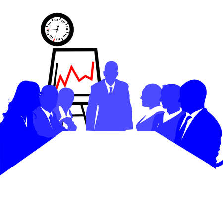 Image shows business people at a meeting, isolated and grouped objects over white backgrounの写真素材