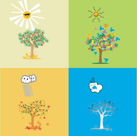Seasons illustrationの写真素材