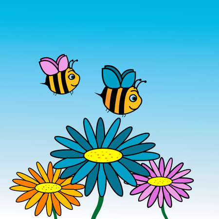Happy bees cartoonの写真素材