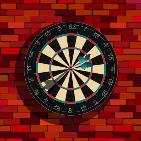 Realistic dart board on a brick wall, graphic artの写真素材