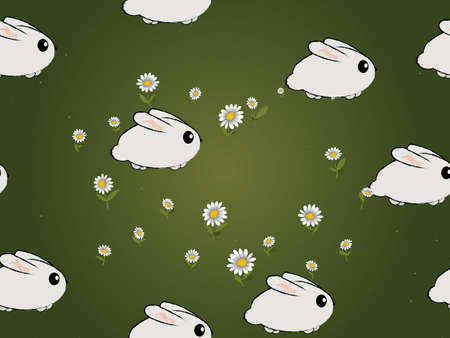 Seamless background illustration with stilized bunniesの写真素材