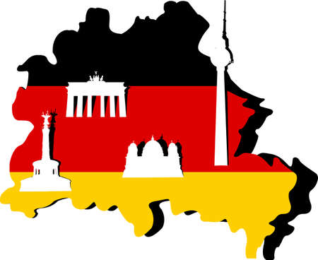 Germany Map and Berlin Architectureの写真素材