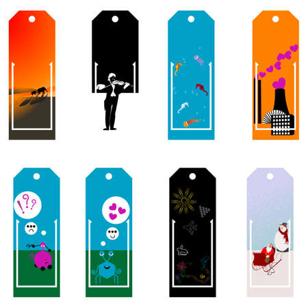Cute set of bookmarks with different motivesの写真素材
