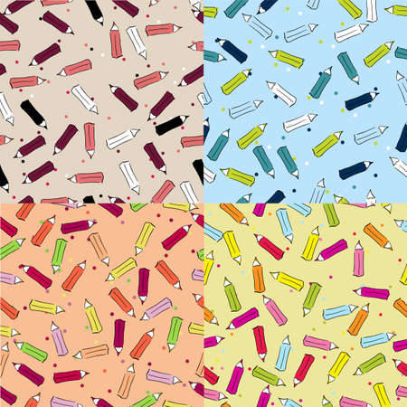 Seamless background with pencils in four different versionsの写真素材