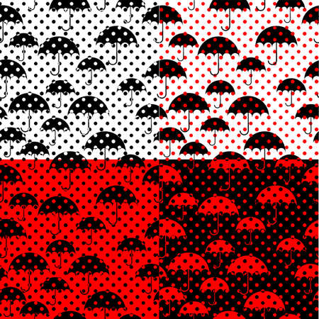 Seamless umbrella pattern in four colorsの写真素材