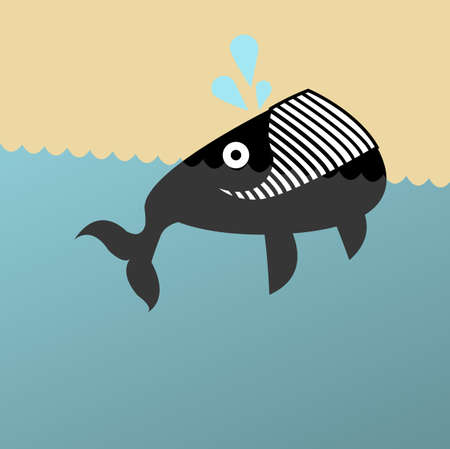 Retro illustration of a grinning whaleの写真素材