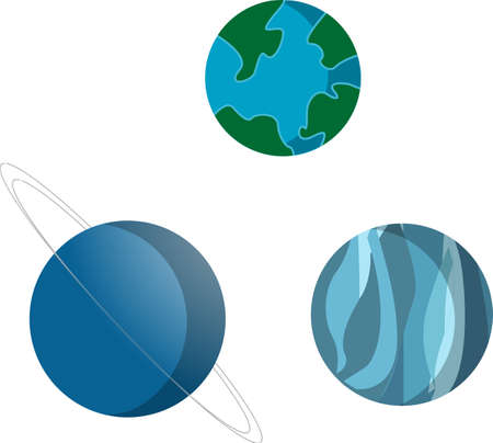 Blue planets - Earth, Neptune, Uranus, isolatedの写真素材