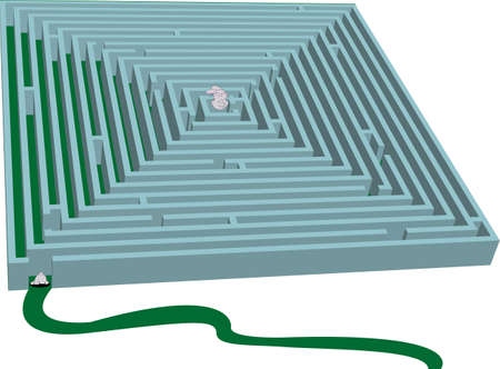 Bunny in a maze isolatedの写真素材