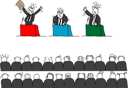 Doodles of politicians giving speeches, isolatedの写真素材
