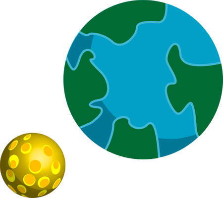 Earth and Moon illustration, isolatedの写真素材