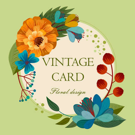 Elegant vintage illustration with bright spring flowersのイラスト素材