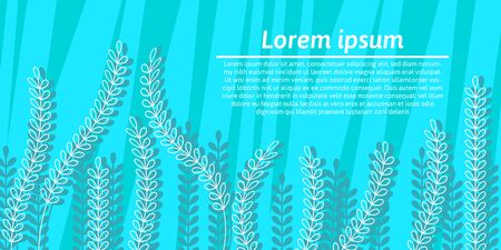 Light blue spring banner with white plants and copy space. Vector illustration. Freshness conceptのイラスト素材