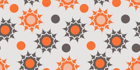 Seamless pattern with orange and gray abstract elements on light background. Vector design for wallpaper wrapper or clothesのイラスト素材