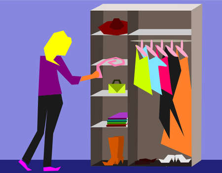 A blond deciding what to wear today.のイラスト素材