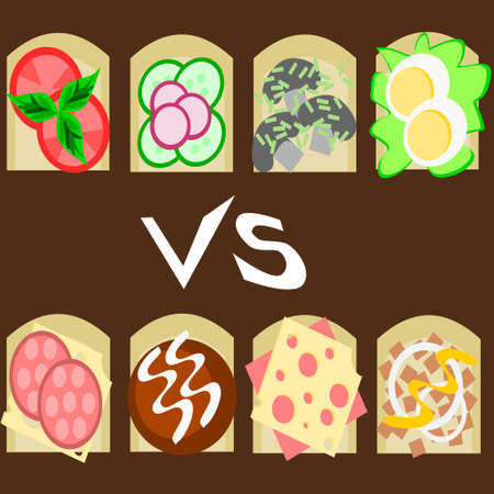 Health sandwiches vs unhealthy onesのイラスト素材