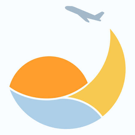 the airline making flights to hot countries, an abstract image of a sunset on the beachのイラスト素材