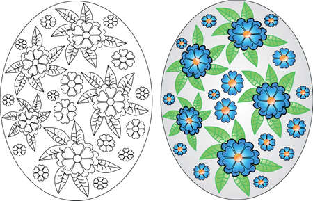 Easter eggs coloring pages set on the white backgroundのイラスト素材