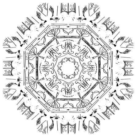 Circular abstract picture. Blackly white simple illustration.のイラスト素材