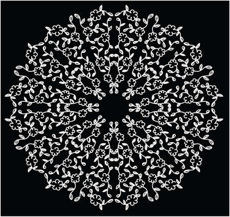 Circular floral abstract picture. Abstract circle with flowersのイラスト素材