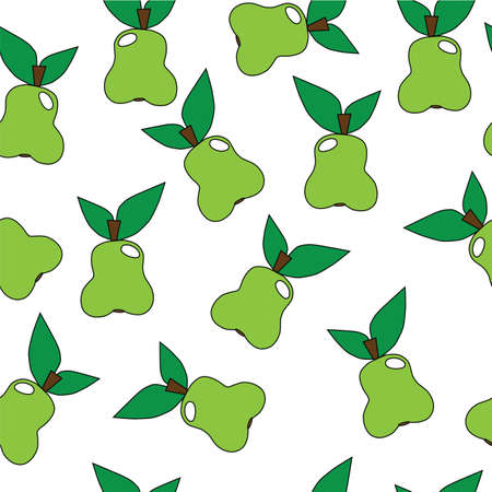Seamless pear pattern. Pear pattern with fruit green color. Pear pattern with fruit different size. Natural pear pattern.のイラスト素材