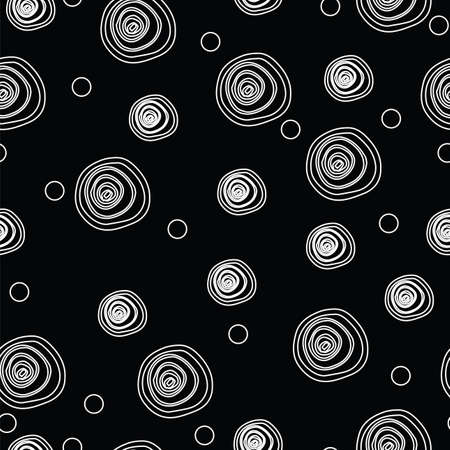 Vector modern seamless geometry. Black and white abstract geometric background, monochrome retro texture. Pattern with curved line.のイラスト素材