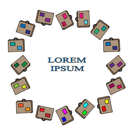 Frame with suitcase and place for text. Vector illustration seamless for banner, card, invitation, textile, fabric, wrapping paper.のイラスト素材