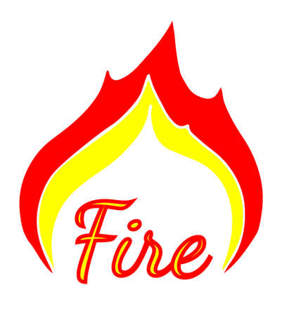 Fire icon red and orange color isolated on the white backgroundのイラスト素材