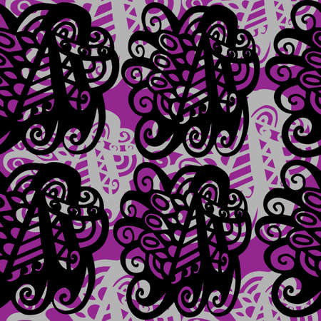 Abstract seamless pattern on the purple background.