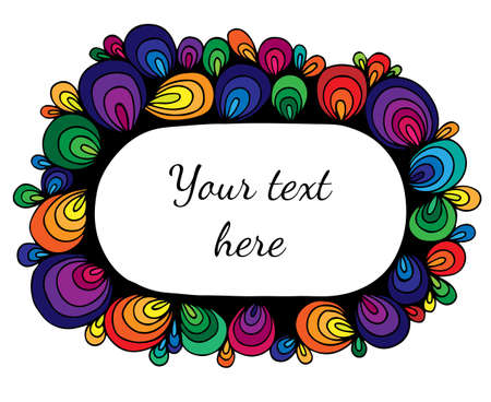 Abstract ornate colorful frame with place for text isolated on the white background. Can be used for card, invitation, posters, texture backgrounds, placards, banners.のイラスト素材