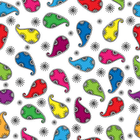 Multicolor seamless pattern Turkish cucumber on the white background. Vector pattern for banner, card, invitation, textile, fabric, wrapping paper.のイラスト素材