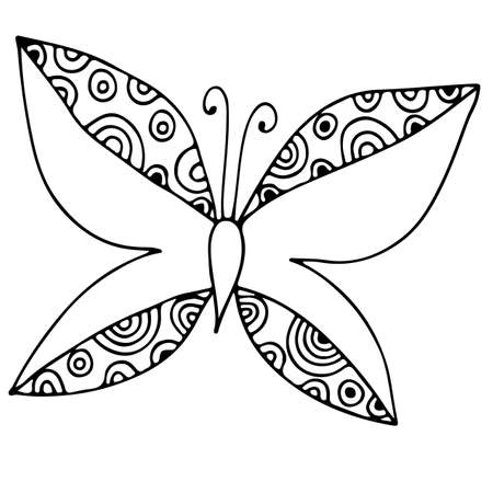 Black line butterfly for different card, invitation, posters, texture backgrounds, placards, banners.のイラスト素材