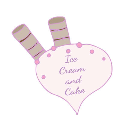 Template for menu dessert with inscription Ice cream and cake. Vector illustration isolated on white background.のイラスト素材