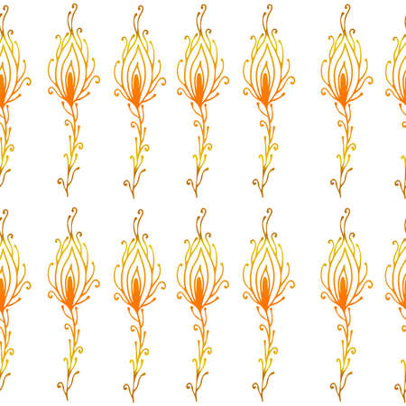 Seamless pattern with abstract  peacock feather isolated on white, vector illustration. Can be used for printing on fabric, for wrapping paper and for the background of the site.のイラスト素材