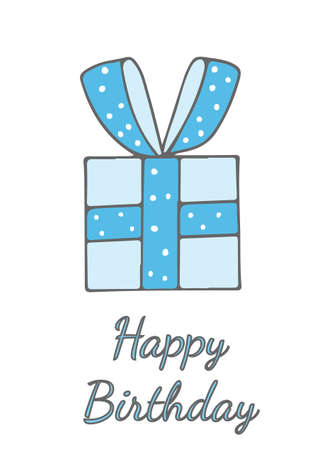 Happy Birthday greeting card with big gift and text. Vector illustration.のイラスト素材