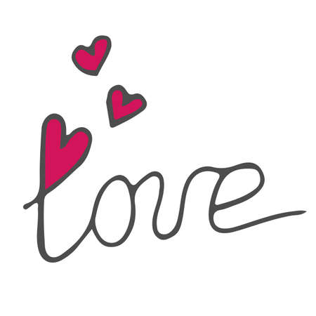 Love lettering isolated on the white background. Vector illustration for Valentines day.のイラスト素材