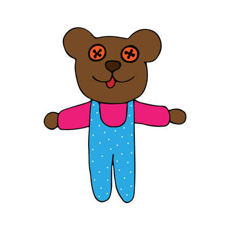 Isolated bear toy on the white background. Vector illustration.のイラスト素材