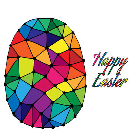 Abstract Easter egg with colorful inscription Happy Easter. Can be used for card, invitation, posters, texture backgrounds, placards, banners.のイラスト素材