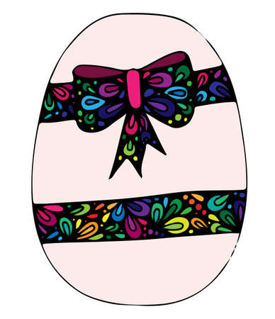 Colorful Easter egg with greeting ribbon. Can be used for card, invitation, posters, texture backgrounds, placards, banners.のイラスト素材
