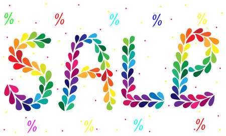 Colorful inscription sale isolated on the white background. Can be used for print of clothes, card, invitation, posters, placards, banners.のイラスト素材
