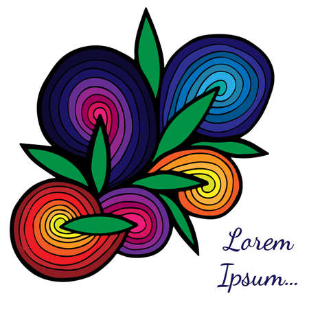 Abstract colorful flower with place for text. Can be used for print of clothes, card, invitation, posters, placards, banners.のイラスト素材