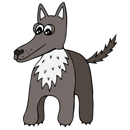 Cute colorful wolf isolated on the white background. For coloring book and other child design.のイラスト素材