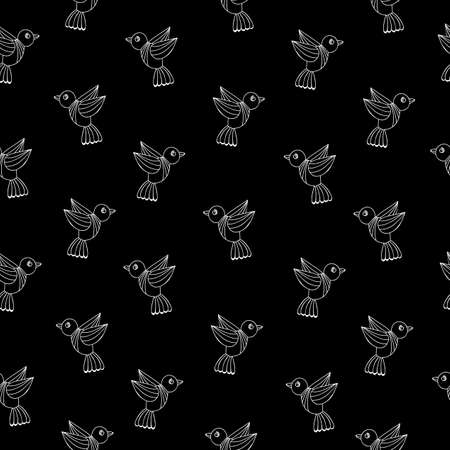 Seamless pattern with white line birds.のイラスト素材
