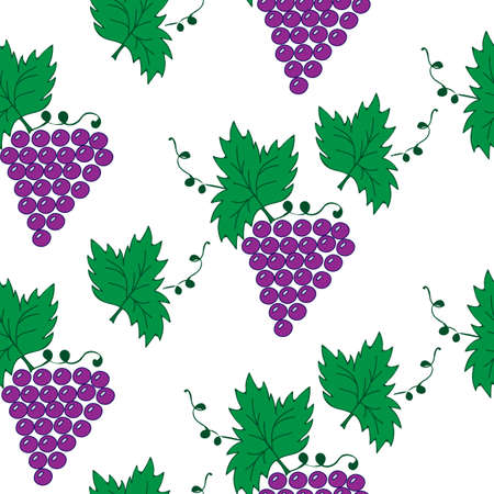Seamless leaves and grapes pattern.のイラスト素材